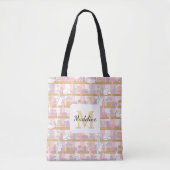 Personalized Cats Library Book Girly Pink School Tasche (Vorderseite)