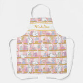 Personalized Cat's Library Bookish Pastel Pink Schürze (Vorderseite)