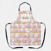Personalized Cats Library Books Girl Kitchen Pink Schürze (Vorderseite)