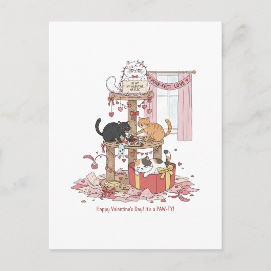 Personalized Cat's Meow Valentine's Day Postcard Postkarte (Vorderseite)