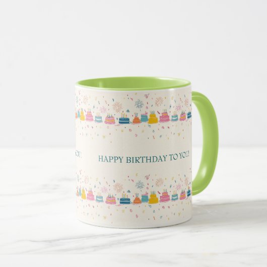 Personalized Celebration Mug – Cakes & Confetti Tasse (VorderseiteRechts)