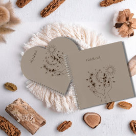 Personalized Celestial Floral Spiral Notebook Notizblock