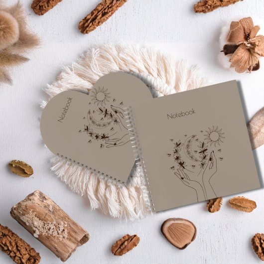 Personalized Celestial Floral Spiral Notebook Notizblock