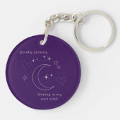 Personalized Celestial Line Art Purple Keychain Schlüsselanhänger (Rückseite)