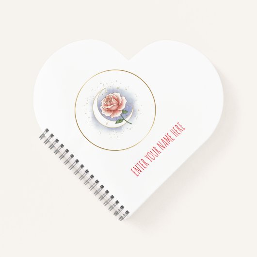 Personalized Celestial Rose Heart Spiral Notebook Notizblock (Vorderseite)