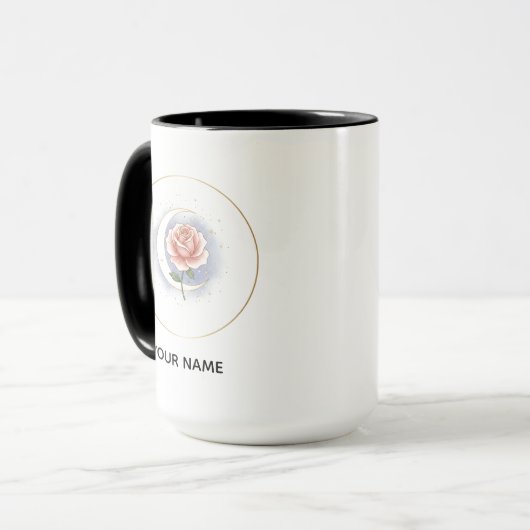 Personalized Celestial Rose & Moon Mug - Custom Na Tasse (Vorderseite Links)