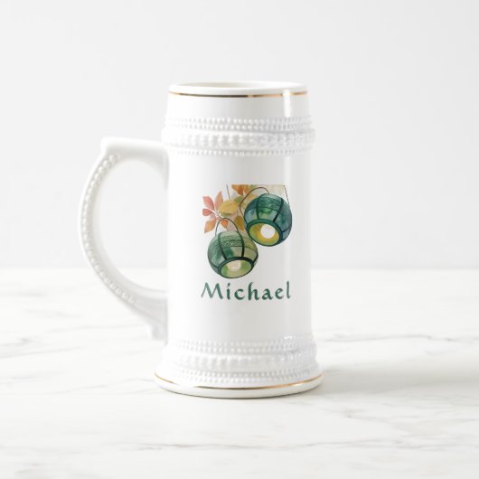 Personalized Celtic Lanterns Irish Beer Stein Bierglas (Links)