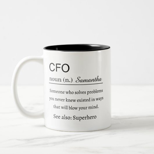 Personalized CFO Definition Zweifarbige Tasse (Links)