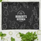 Personalized Chalkboard Doodle Kitchen Towel | Cus Geschirrtuch (Gefaltet)