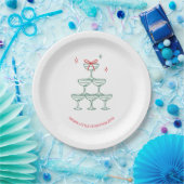 Personalized Champagne Retro Christmas Cocktail Pappteller (Party)