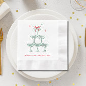 Personalized Champagne Retro Christmas Cocktail Serviette