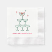 Personalized Champagne Retro Christmas Cocktail Serviette (Vorderseite)