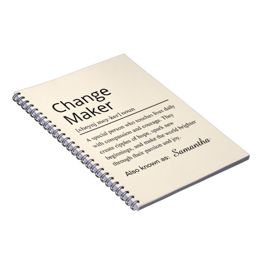 Personalized Change Maker Definition Notizblock (Rechte Seite)