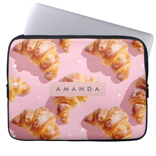 Personalized Charming Croissant Delight Laptopschutzhülle (Vorderseite)