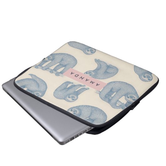 Personalized Charming Elegant Blue Sloth Pattern Laptopschutzhülle (Vorne Knopf)