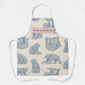 Personalized Charming Elegant Blue Sloth Pattern Schürze (Vorderseite)