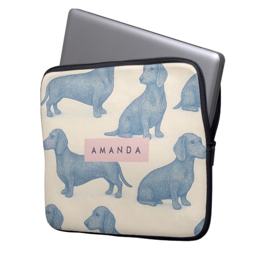 Personalized Charming Elegant Dachshund Pattern Laptopschutzhülle (Vorderseite Links)
