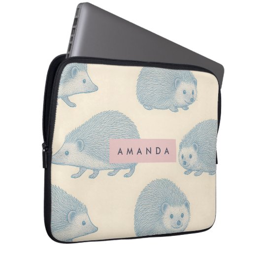 Personalized Charming Hedgehog Pattern Laptopschutzhülle (Vorne Rechts)