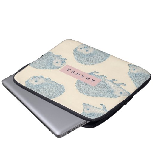 Personalized Charming Hedgehog Pattern Laptopschutzhülle (Vorne Knopf)