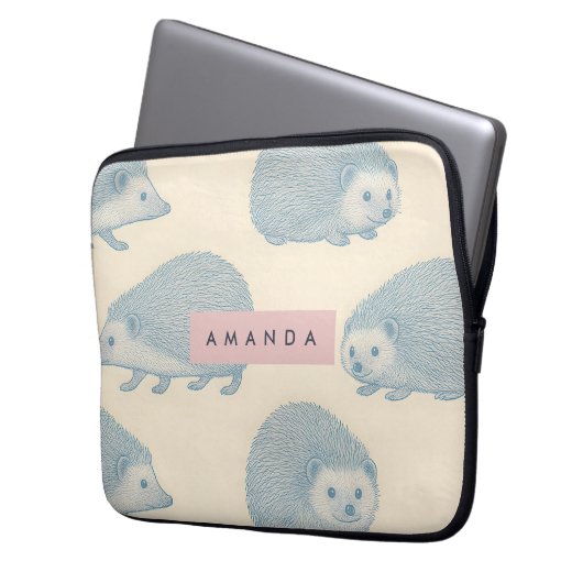 Personalized Charming Hedgehog Pattern Laptopschutzhülle (Vorderseite Links)