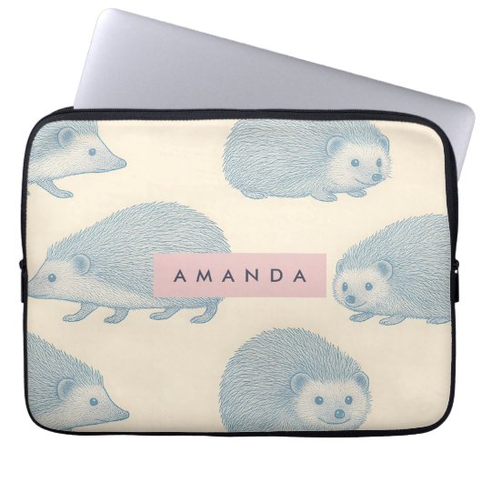 Personalized Charming Hedgehog Pattern Laptopschutzhülle (Vorderseite)