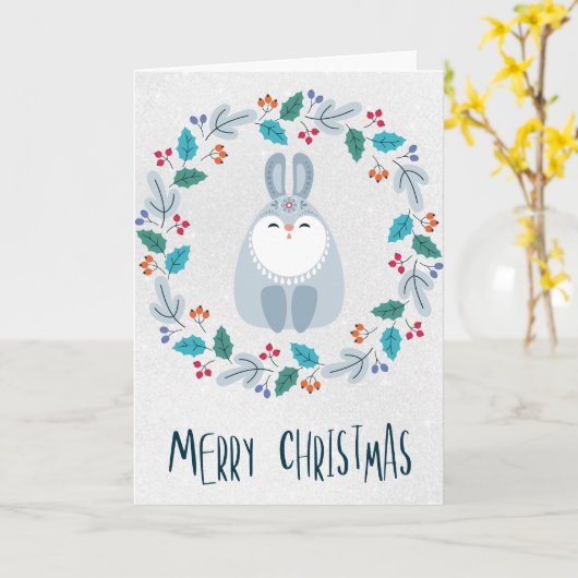 Personalized Charming Rabbit Christmas Card Karte (Gelbe Blume)