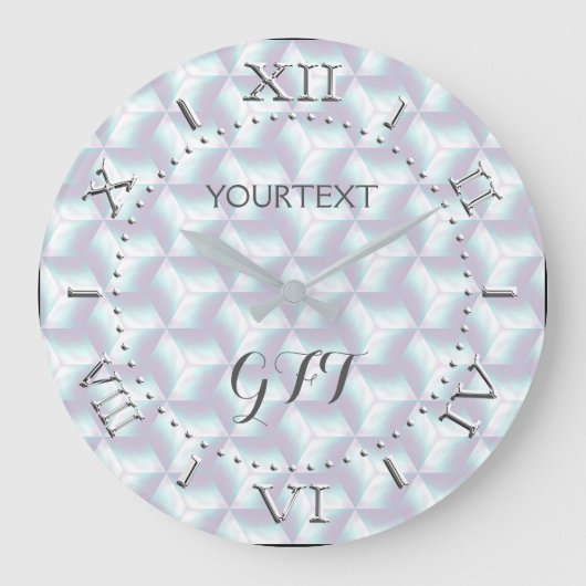 Personalized Checkered Mother of Pearl Style on Große Wanduhr (Vorderseite)