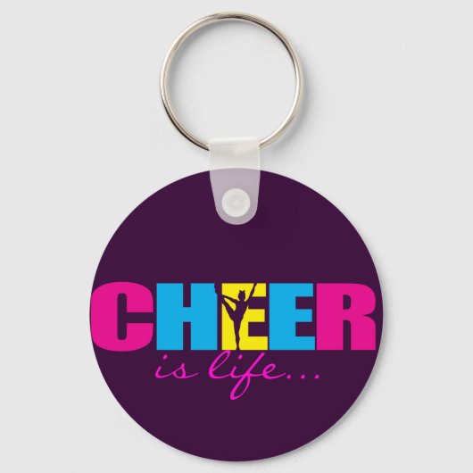 Personalized Cheer Cheerleading Purple Schlüsselanhänger (Vorderseite)