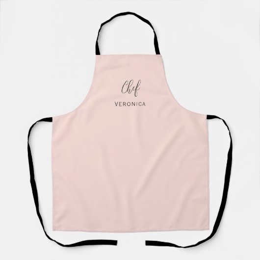 Personalized Chef Apron | Minimal Blush Pink Apron Schürze (Vorderseite)