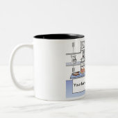 Personalized Chef, with hat - Female Cartoon Zweifarbige Tasse (Links)