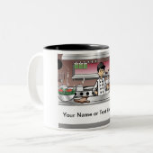 Personalized Chef, with hat - Male Cartoon Zweifarbige Tasse (Vorderseite Links)