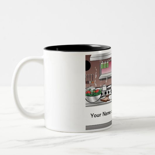 Personalized Chef, with hat - Male Cartoon Zweifarbige Tasse (Links)