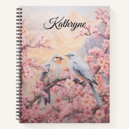 Personalized Cherry Blossom Bird  Notizblock