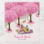 Personalized Cherry Blossom Picnic Wedding  Weinetikett (Einzelnes Label)