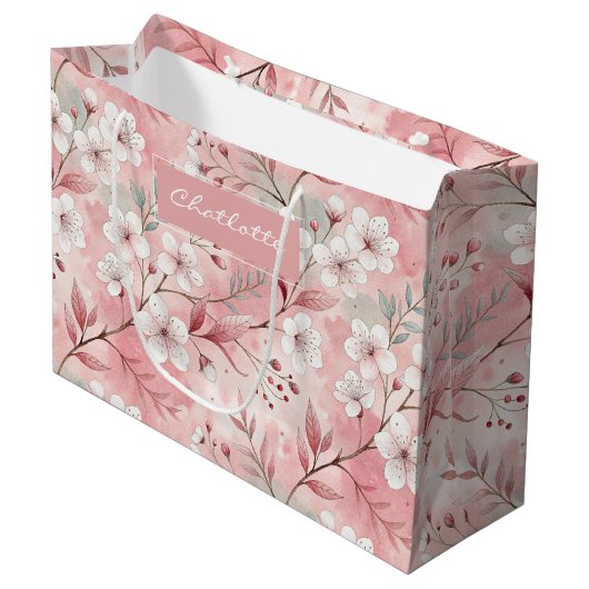 Personalized cherry blossoms große geschenktüte (Vorderseite Schrägansicht)