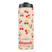 Personalized Cherry Dessert Pattern Cute Name Thermosbecher (Vorderseite)
