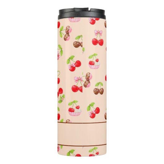 Personalized Cherry Dessert Pattern Cute Name Thermosbecher (Rückseite)