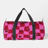 Personalized Cherry Gingham Retro Custom Name Duffle Bag (Rückseite)