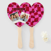 Personalized Cherry Gingham Retro Custom Name Fächer (Vorne und Hinten)