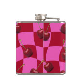 Personalized Cherry Gingham Retro Custom Name Flachmann (Rückseite)