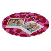 Personalized Cherry Gingham Retro Custom Name Schneidebrett (Ecke)
