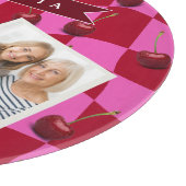 Personalized Cherry Gingham Retro Custom Name Schneidebrett (Ecke)
