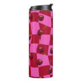 Personalized Cherry Gingham Retro Custom Name Thermosbecher (Nach links gedreht)