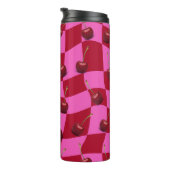 Personalized Cherry Gingham Retro Custom Name Thermosbecher (Nach rechts gedreht)