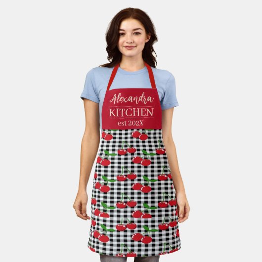 Personalized Cherry Kitchen Schürze (Getragen)