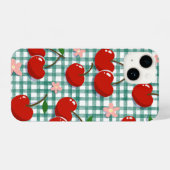 Personalized Cherry on Green Gingham Phone Case –  iPhone Hülle (Rückseite (Horizontal))