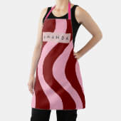 Personalized Cherry Red and Pink Wavy Stripe Schürze (InSitu)