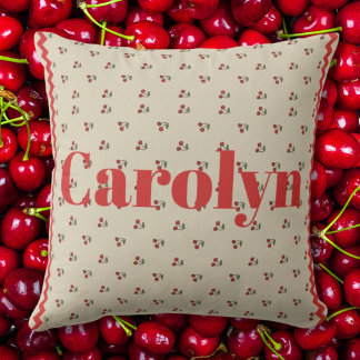 Personalized Cherry Throw Pillow with Custom Name Kissen