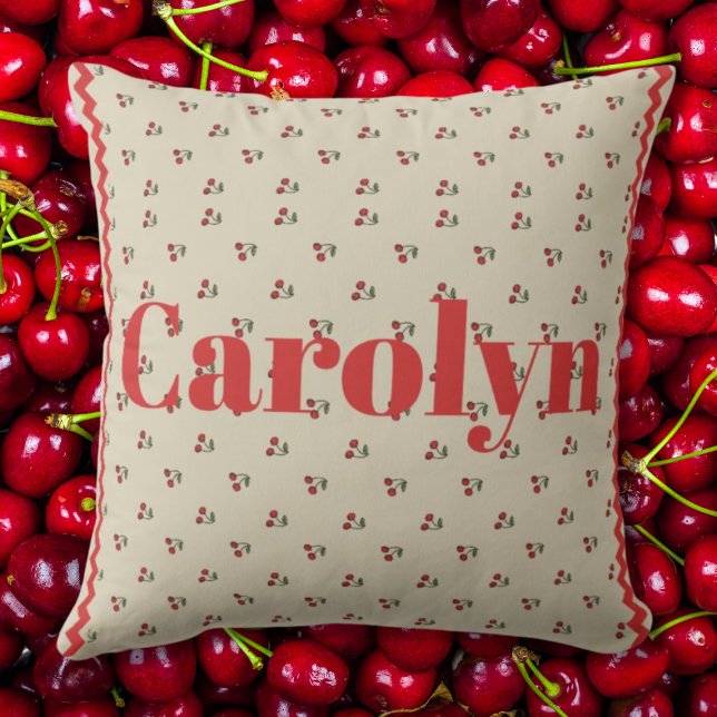 Personalized Cherry Throw Pillow with Custom Name Kissen (Von Creator hochgeladen)