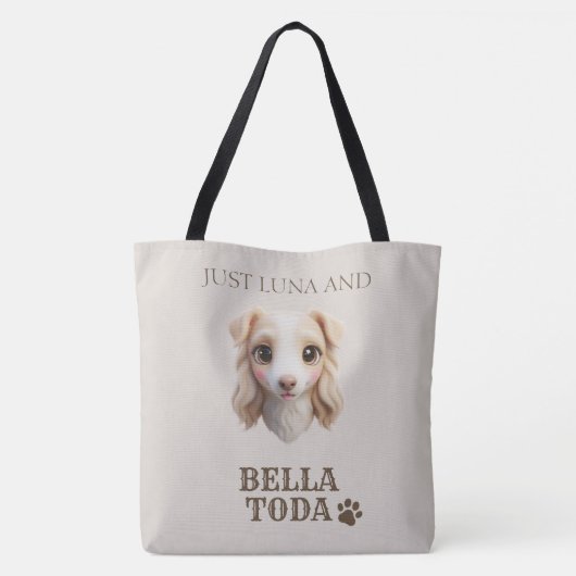 Personalized Chibi Dog & Owner Name Tote Tasche (Rückseite)